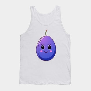 Cute Kawaii Plum, Cartoon Ripe Fruit Tank Top